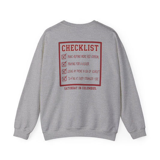 Checklist Crewneck Sweatshirt | Saturday in Columbus Collection | Funny Gameday Graphic Pullover