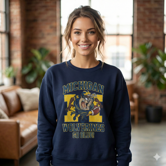Michigan Football Sweatshirt | Retro Mascot | Vintage Graphic Crewneck
