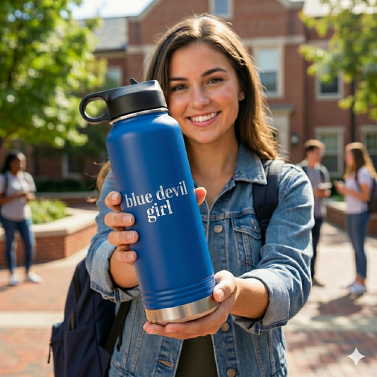 Blue Devil Girl Water Bottle | 32oz Stainless Steel Insulated Bottle