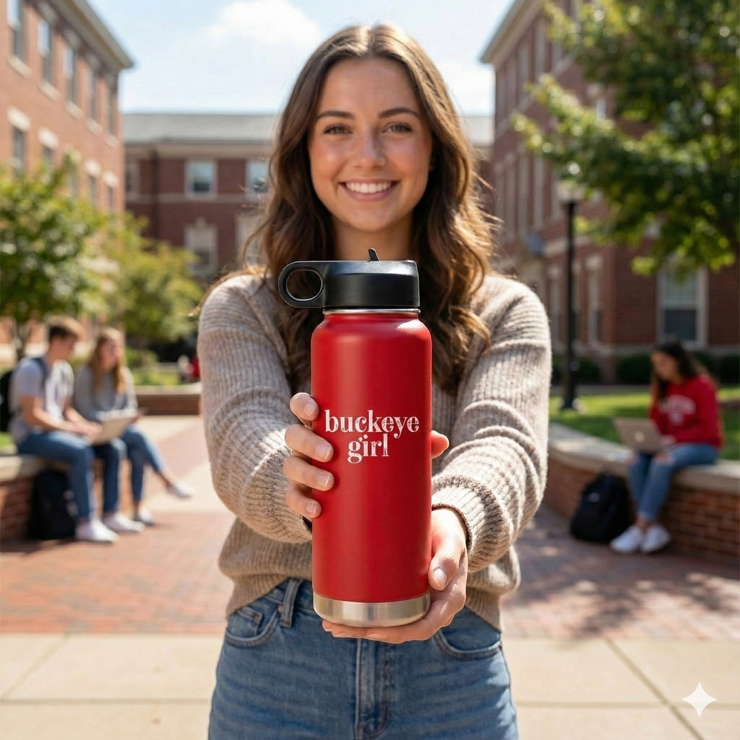 Buckeye Girl Water Bottle | 32oz Stainless Steel Insulated Bottle